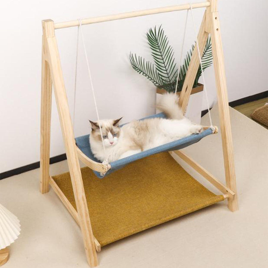 Premium 2 Tier Wooden Cat Hammock