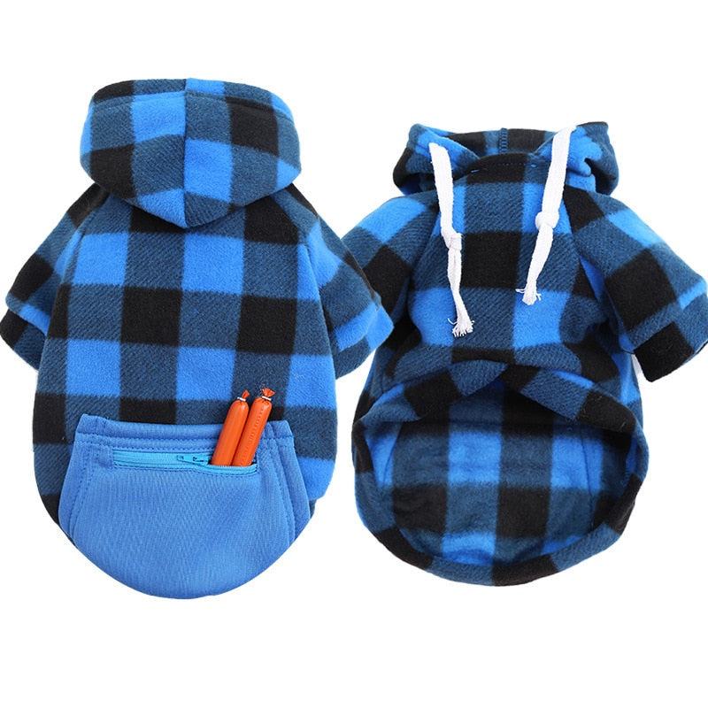 Classic Warm Plaid Dog Hoodies