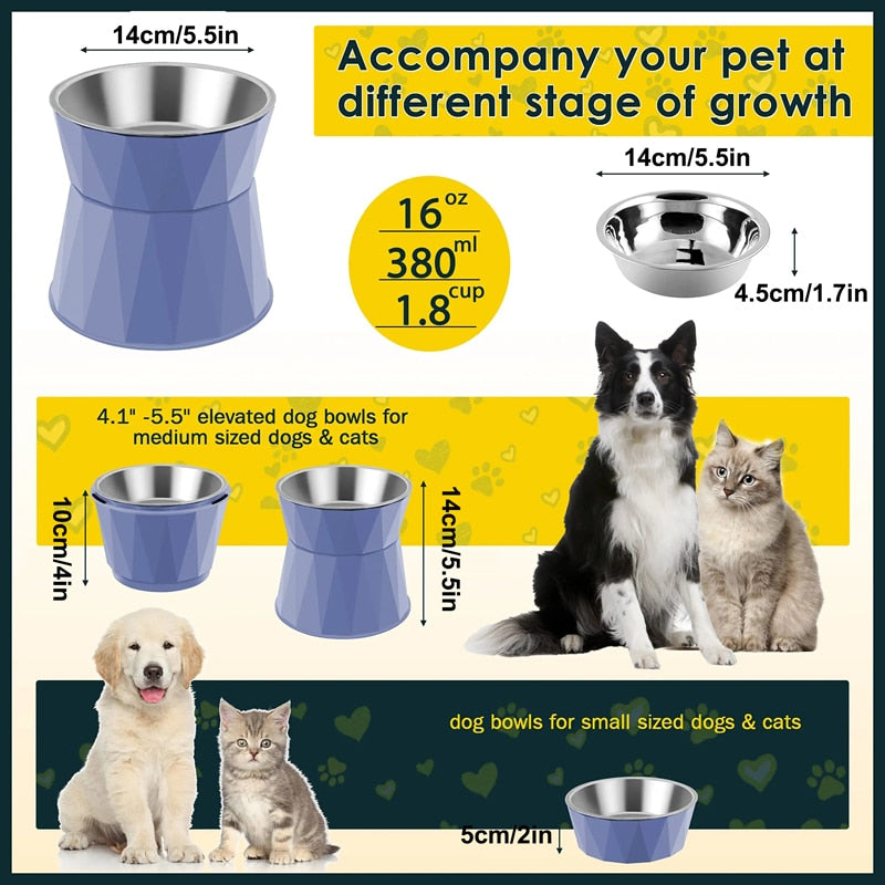 Stainless Steel 3 Heights Pet Bowl