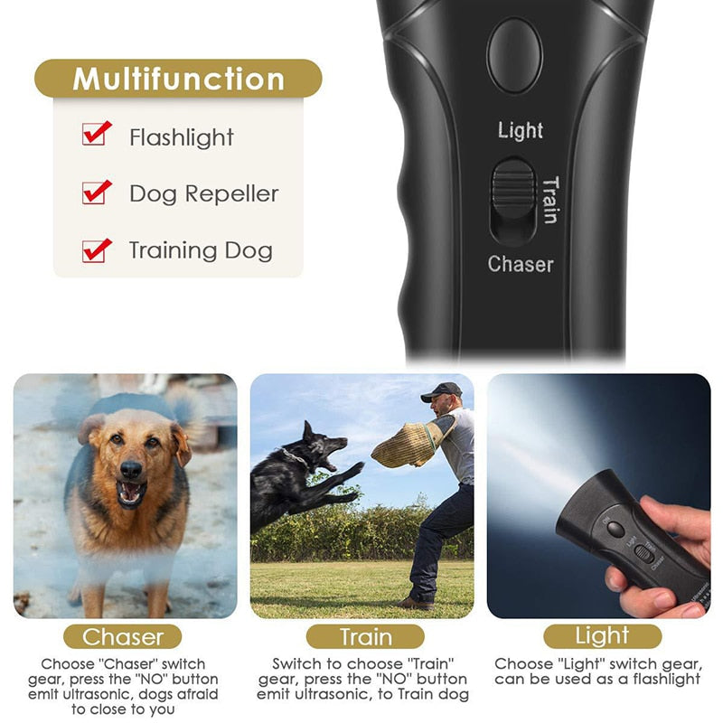 LED Flashlight Ultrasonic Dog Repeller