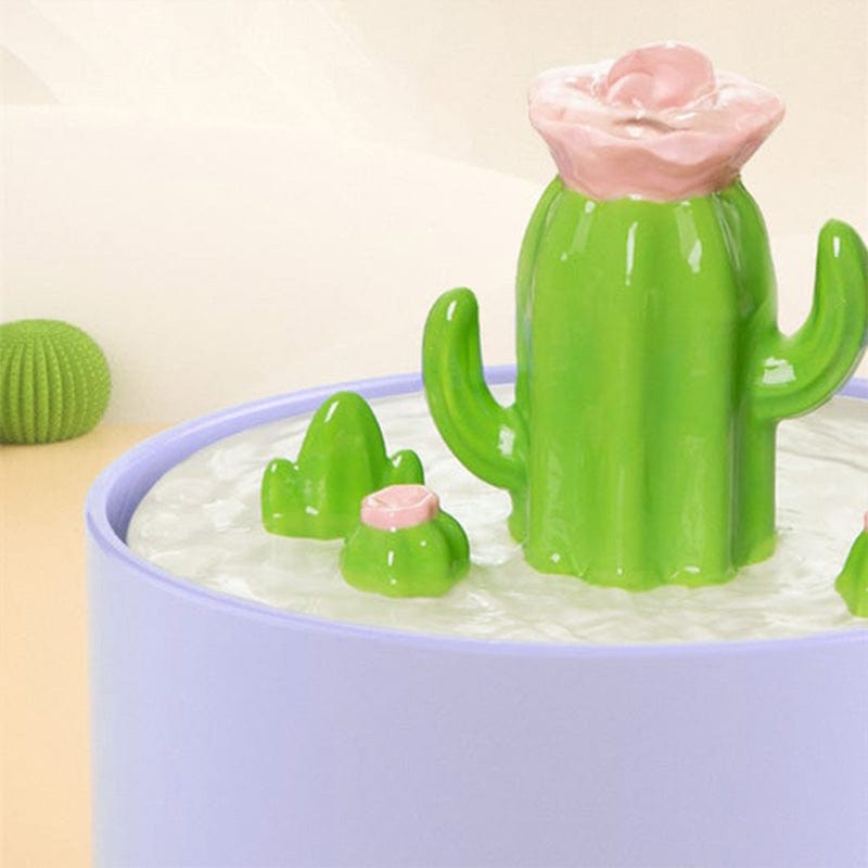 Large Ceramic Cactus Cat Water Fountain