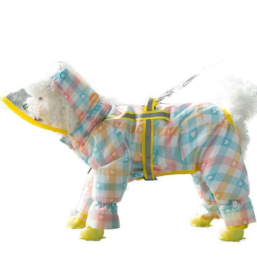 Cute Love Plaid Dog Raincoat