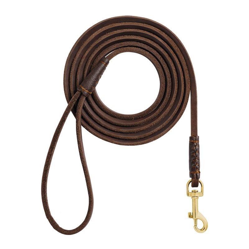 Soft Slim Sturdy Genuine Leather Dog Leash