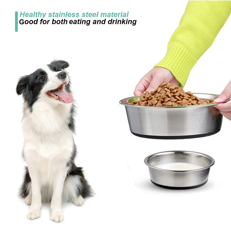 Silicone Base Stainless Steel Dog Bowl