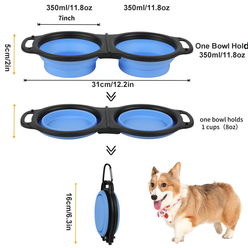 2 In 1 Expandable Collapsible Dog Bowl