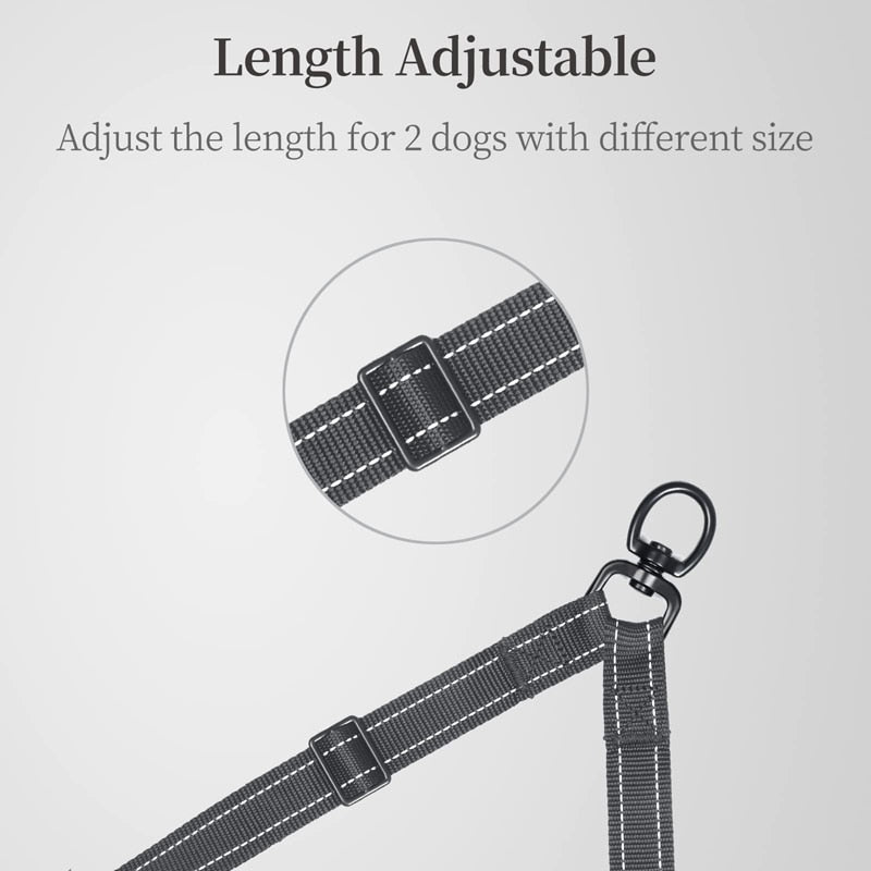 Reflective No Tangle Double Dog Leash