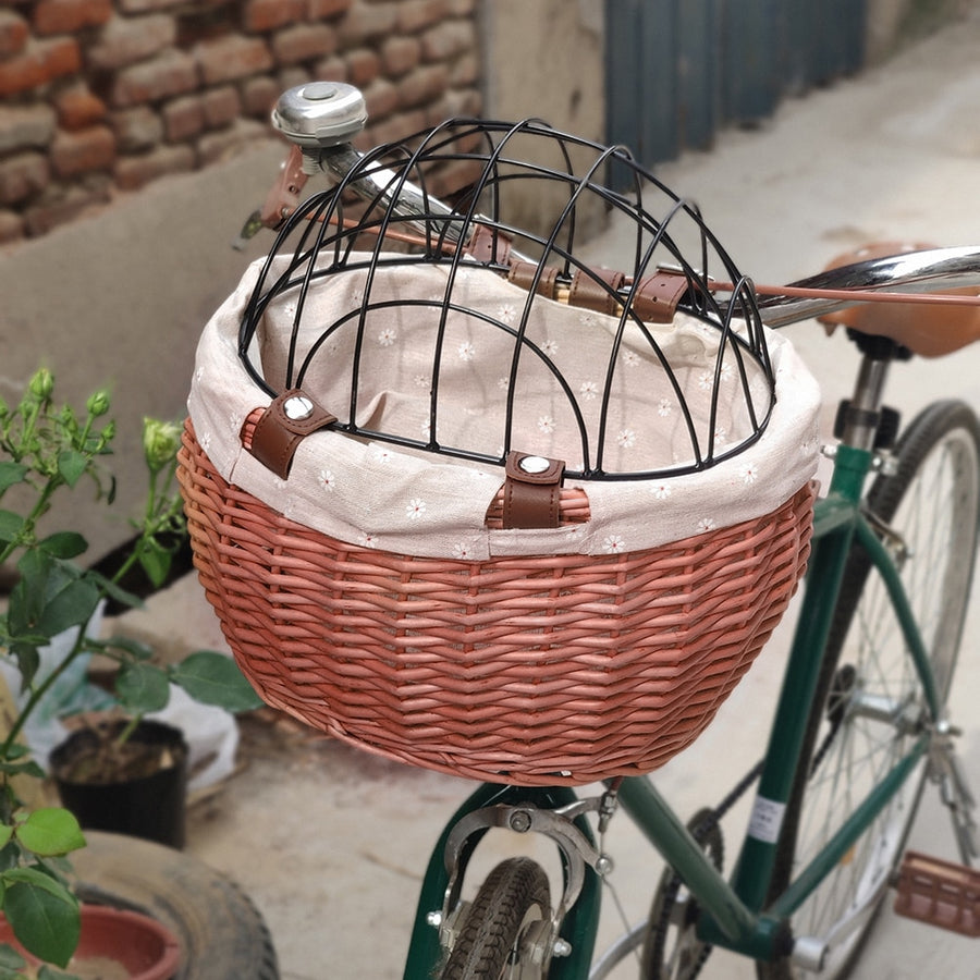 Hand Woven Pet Bicycle Basket