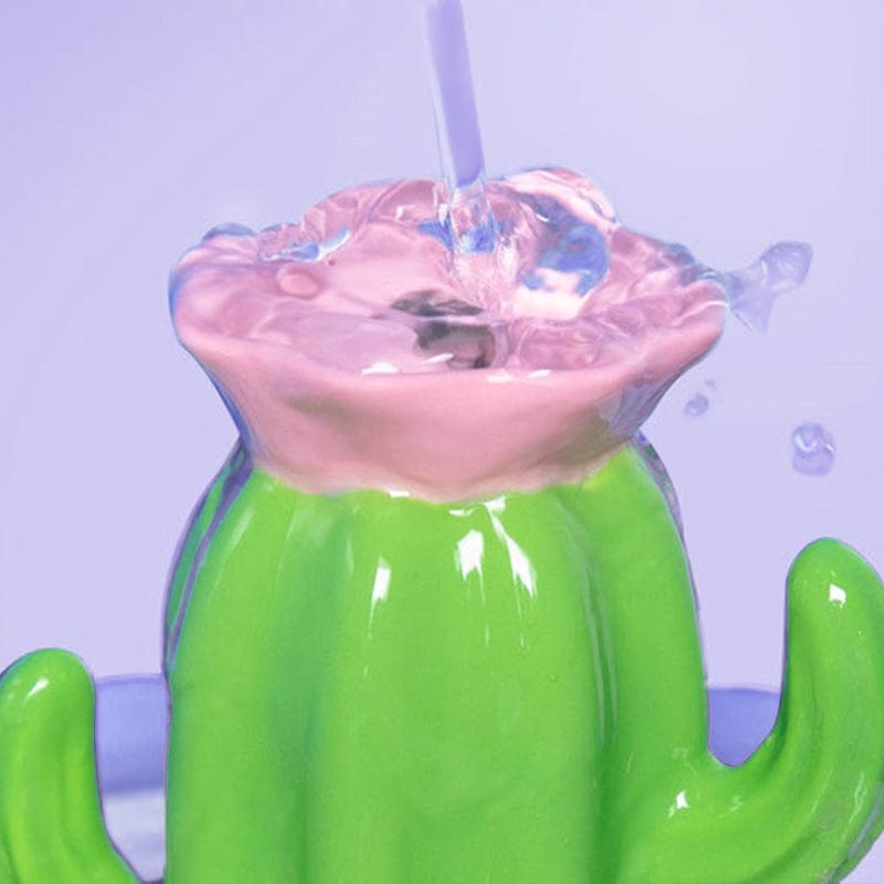 Large Ceramic Cactus Cat Water Fountain