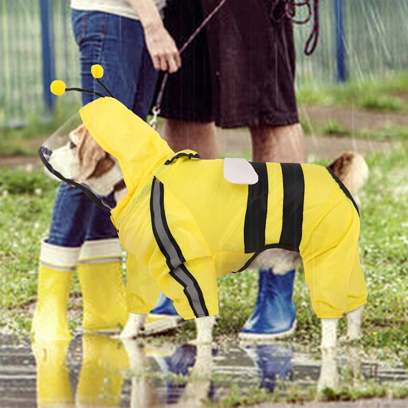 Reflective Hooded Cartoon Dog Raincoat