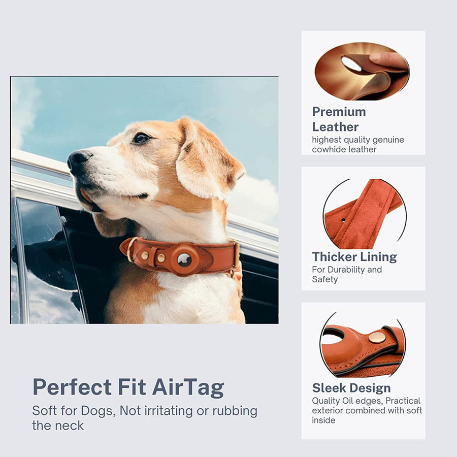 Airtag Leather Case Dog Collar