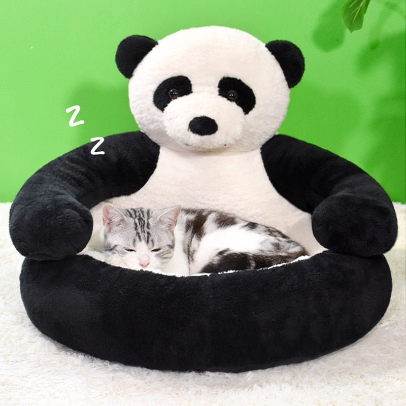 Cute Panda Shape Warm Plush Pet Bed