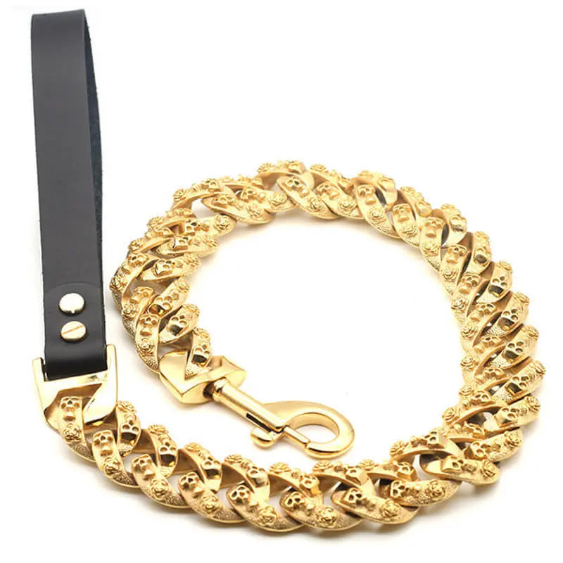 Cuban Dog Gold Skull Leash