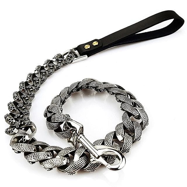 Cuban Dog Silver Skull Leash